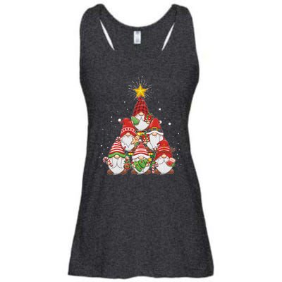 Funny Christmas Gnome Tree Ladies Essential Flowy Tank