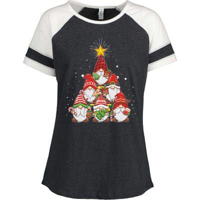 Funny Christmas Gnome Tree Enza Ladies Jersey Colorblock Tee