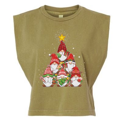 Funny Christmas Gnome Tree Garment-Dyed Women's Muscle Tee