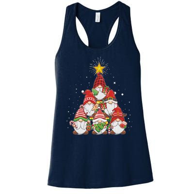 Funny Christmas Gnome Tree Women's Racerback Tank