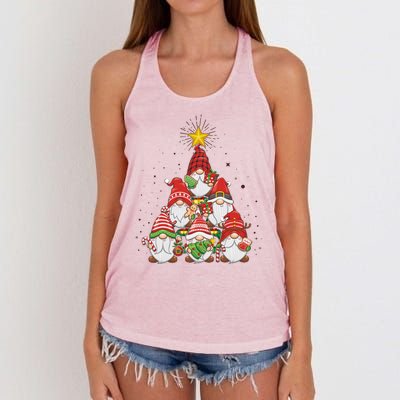 Funny Christmas Gnome Tree Women's Knotted Racerback Tank