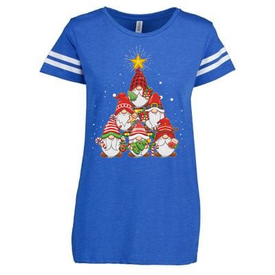 Funny Christmas Gnome Tree Enza Ladies Jersey Football T-Shirt