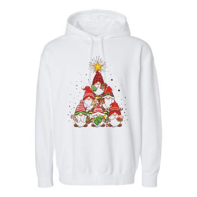 Funny Christmas Gnome Tree Garment-Dyed Fleece Hoodie