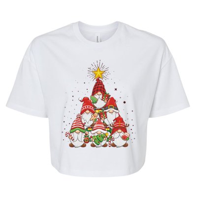 Funny Christmas Gnome Tree Bella+Canvas Jersey Crop Tee