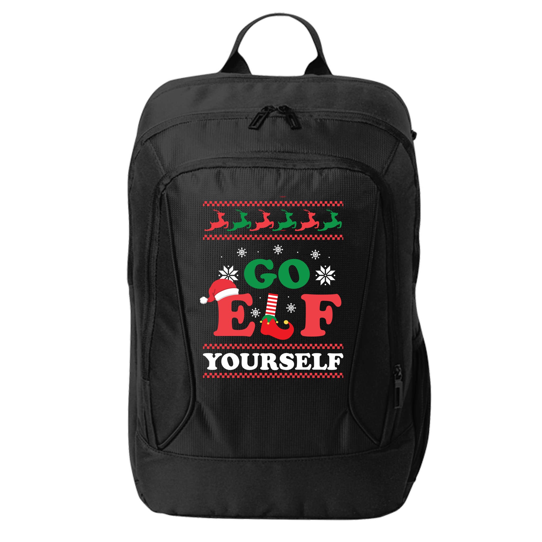 Funny Christmas Go Elf Yourself Xmas Pun Holiday Humor Gifts City Backpack