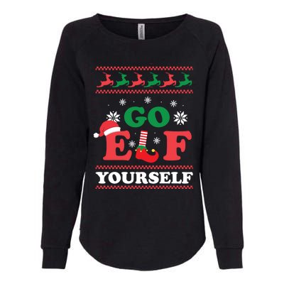 Funny Christmas Go Elf Yourself Xmas Pun Holiday Humor Gifts Womens California Wash Sweatshirt