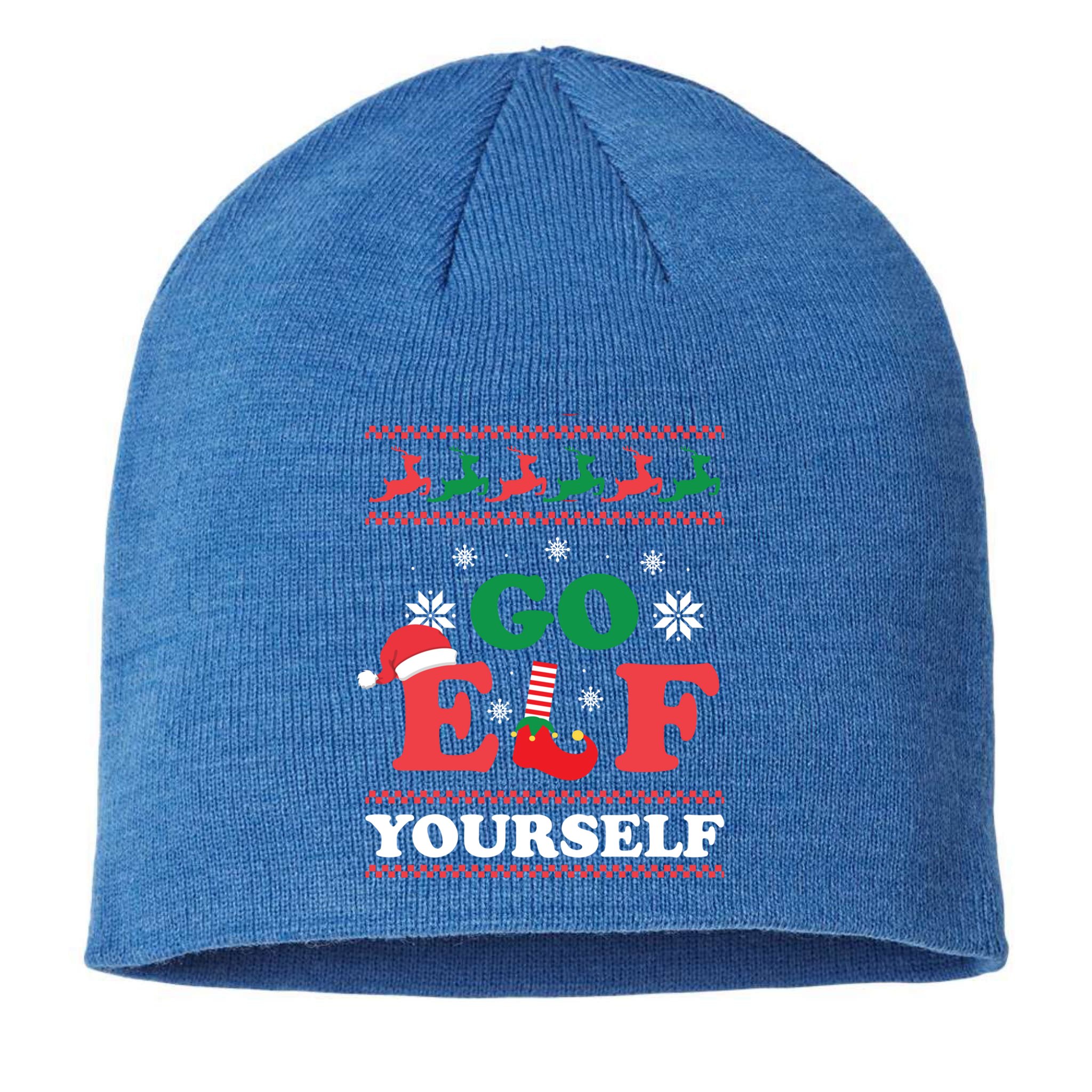 Funny Christmas Go Elf Yourself Xmas Pun Holiday Humor Gifts Sustainable Beanie