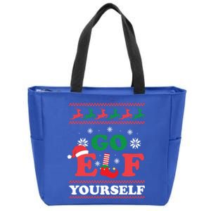 Funny Christmas Go Elf Yourself Xmas Pun Holiday Humor Gifts Zip Tote Bag