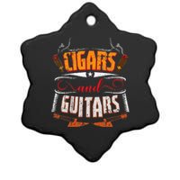 Funny Cigar Guitar Design Cigar Lover Smoking Gift Ceramic Star Ornament