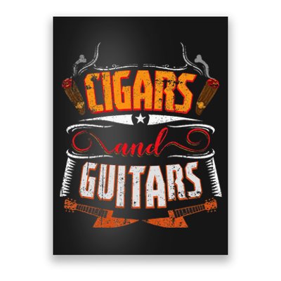 Funny Cigar Guitar Design Cigar Lover Smoking Gift Poster