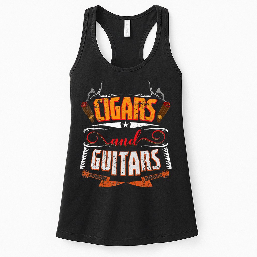Funny Cigar Guitar Design Cigar Lover Smoking Gift Womens Tank Top
