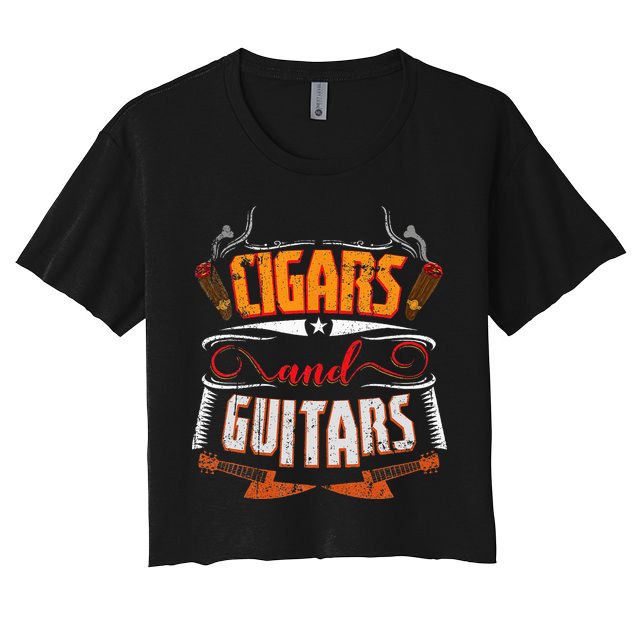 Funny Cigar Guitar Design Cigar Lover Smoking Gift Crop Top