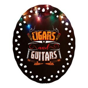 Funny Cigar Guitar Design Cigar Lover Smoking Gift Ceramic Oval Ornament