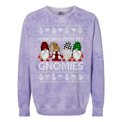 Funny Christmas Gnome Hanging With My Gnomies Family Pajamas Colorblast Crewneck Sweatshirt