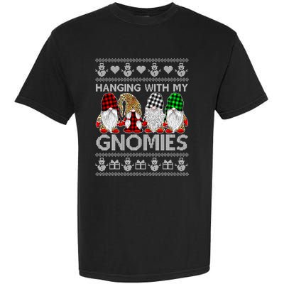 Funny Christmas Gnome Hanging With My Gnomies Family Pajamas Garment-Dyed Heavyweight T-Shirt