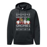 Funny Christmas Gnome Hanging With My Gnomies Family Pajamas Performance Fleece Hoodie