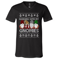 Funny Christmas Gnome Hanging With My Gnomies Family Pajamas V-Neck T-Shirt