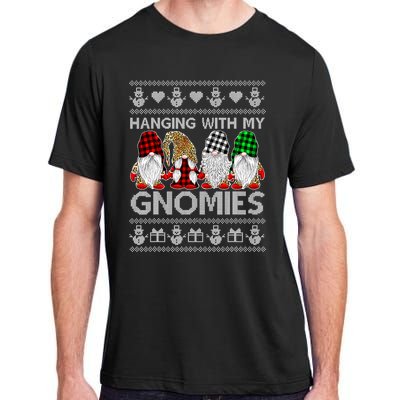 Funny Christmas Gnome Hanging With My Gnomies Family Pajamas Adult ChromaSoft Performance T-Shirt