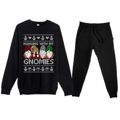 Funny Christmas Gnome Hanging With My Gnomies Family Pajamas Premium Crewneck Sweatsuit Set