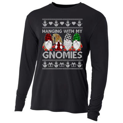 Funny Christmas Gnome Hanging With My Gnomies Family Pajamas Cooling Performance Long Sleeve Crew