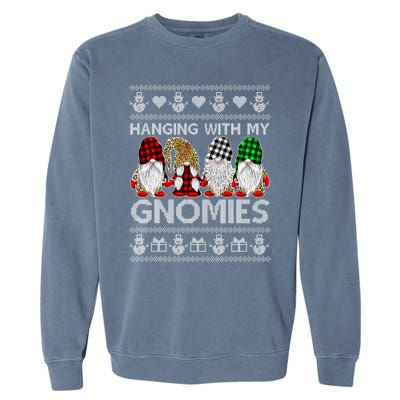 Funny Christmas Gnome Hanging With My Gnomies Family Pajamas Garment-Dyed Sweatshirt