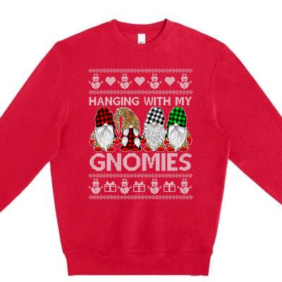 Funny Christmas Gnome Hanging With My Gnomies Family Pajamas Premium Crewneck Sweatshirt