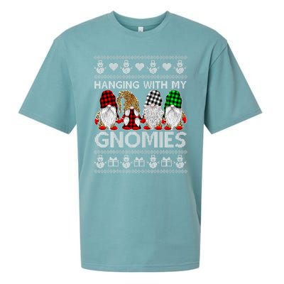 Funny Christmas Gnome Hanging With My Gnomies Family Pajamas Sueded Cloud Jersey T-Shirt