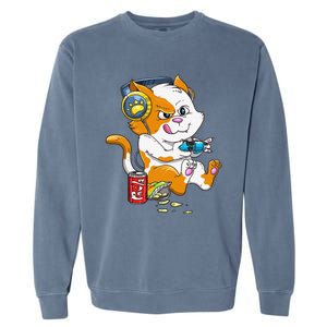 Funny Cat Gaming Cat Lover Kawaii Video Games Funny Gamer Garment-Dyed Sweatshirt