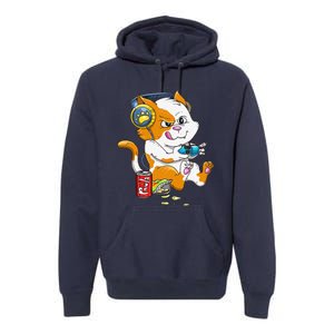 Funny Cat Gaming Cat Lover Kawaii Video Games Funny Gamer Premium Hoodie