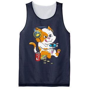 Funny Cat Gaming Cat Lover Kawaii Video Games Funny Gamer Mesh Reversible Basketball Jersey Tank