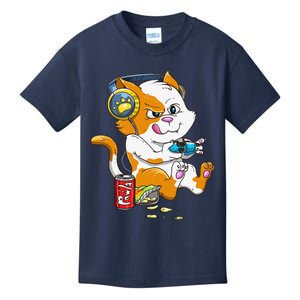 Funny Cat Gaming Cat Lover Kawaii Video Games Funny Gamer Kids T-Shirt