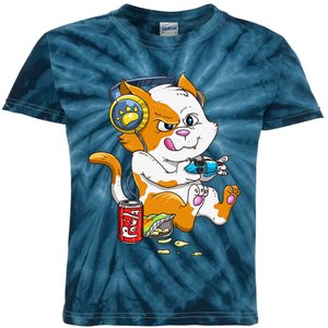 Funny Cat Gaming Cat Lover Kawaii Video Games Funny Gamer Kids Tie-Dye T-Shirt