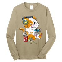 Funny Cat Gaming Cat Lover Kawaii Video Games Funny Gamer Long Sleeve Shirt