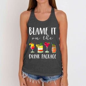 Funny Cruise Gifts Blame It On The Drink Package Women's Knotted Racerback Tank