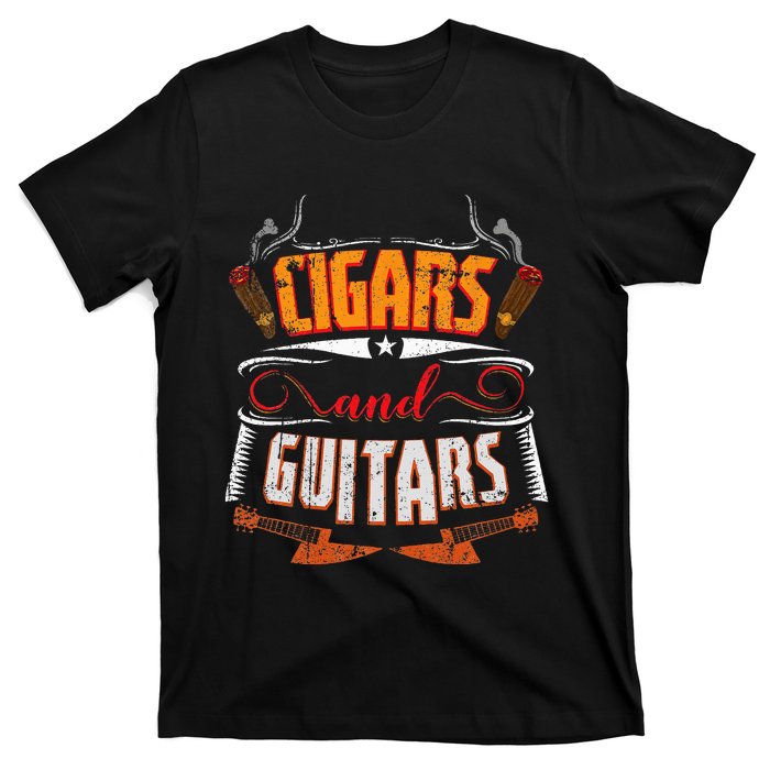 Funny Cigar Guitar Design Cigar Lover Smoking Gift T-Shirt