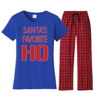 Funny Christmas Great Gift For SantaS Favorite Ho Typography Cool Gift Women's Flannel Pajama Set