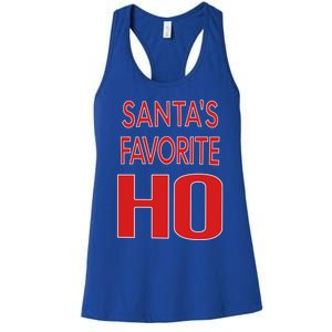 Funny Christmas Great Gift For SantaS Favorite Ho Typography Cool Gift Women's Racerback Tank