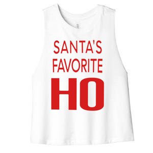 Funny Christmas Great Gift For SantaS Favorite Ho Typography Cool Gift Women's Racerback Cropped Tank