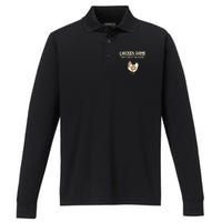 Funny Chicken Game DonT Look Design Performance Long Sleeve Polo