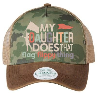 Funny Color Guard Mom Dad My Daughter Does That Flag School Legacy Tie Dye Trucker Hat