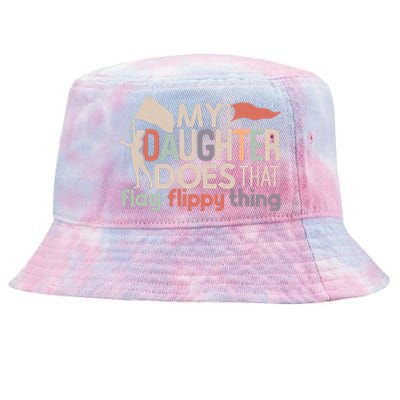 Funny Color Guard Mom Dad My Daughter Does That Flag School Tie-Dyed Bucket Hat