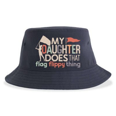 Funny Color Guard Mom Dad My Daughter Does That Flag School Sustainable Bucket Hat