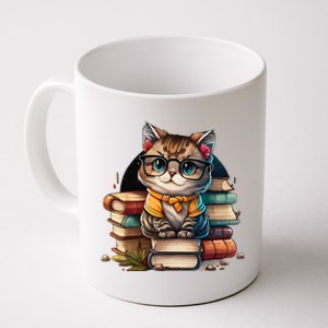 Funny Cat Gift For Kitten Lovers Cute Cat Librarian Book Coffee Mug