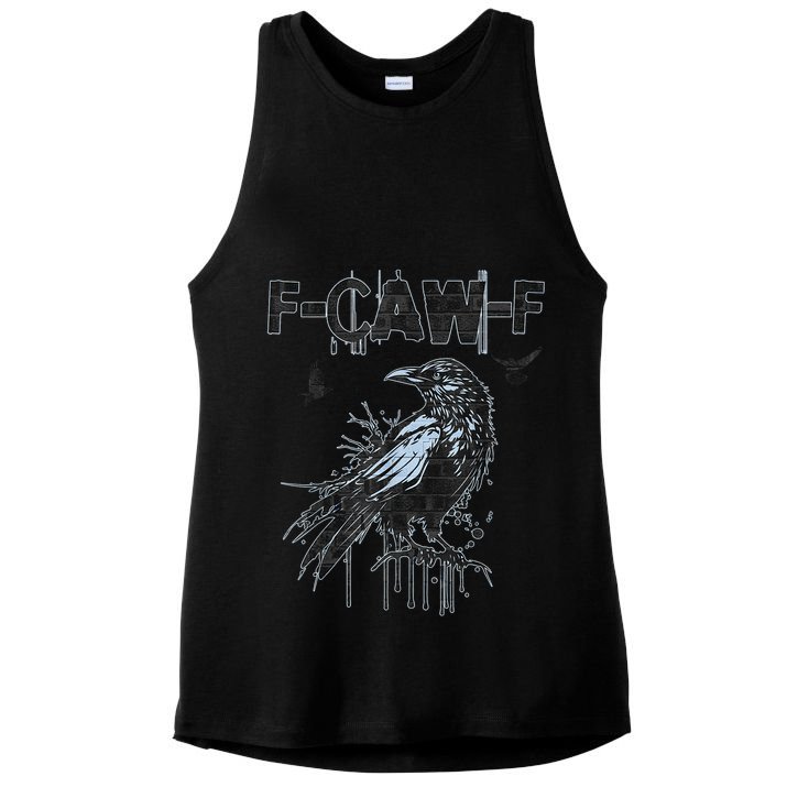 F-CAW-F Crow Grunge Adult Humor  Ladies PosiCharge Tri-Blend Wicking Tank