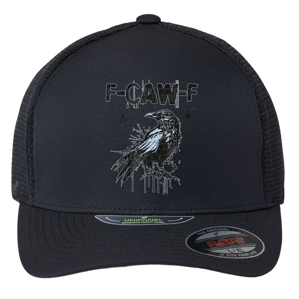 F-CAW-F Crow Grunge Adult Humor  Flexfit Unipanel Trucker Cap