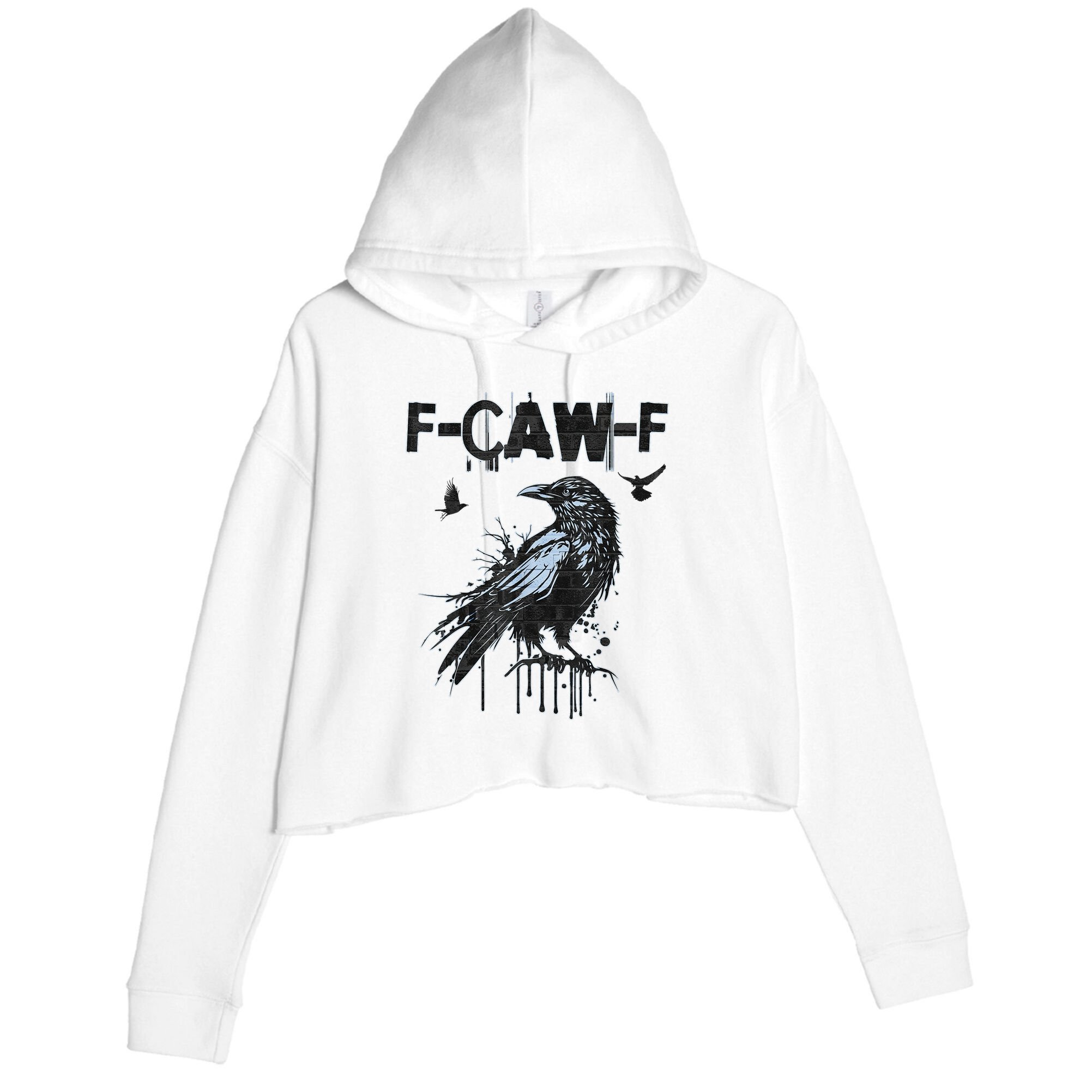 F-CAW-F Crow Grunge Adult Humor  Crop Fleece Hoodie