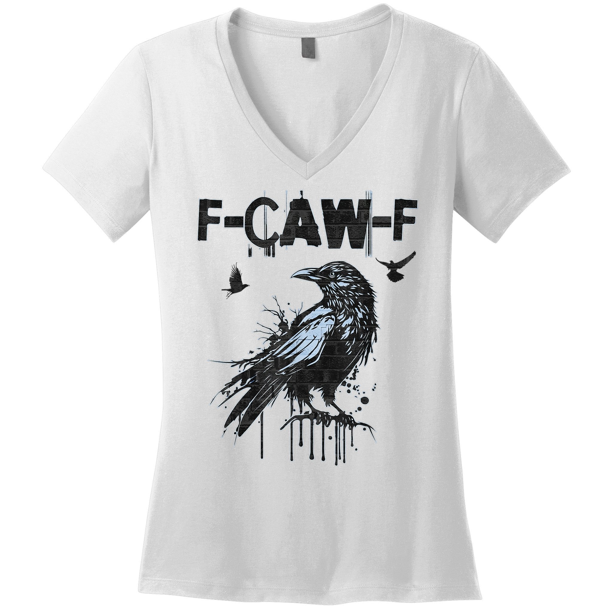 F-CAW-F Crow Grunge Adult Humor  Women's V-Neck T-Shirt