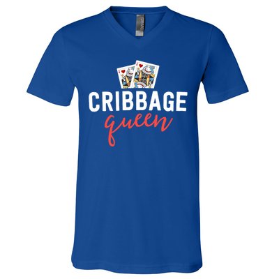 Funny Cribbage Gift Cribbage Queen Player Mom Gift Great Gift V-Neck T-Shirt