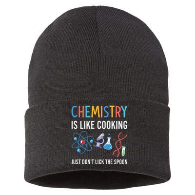 Funny Chemist Gifts Chemistry Is Like Cooking Science Nerd Sustainable Knit Beanie