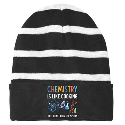 Funny Chemist Gifts Chemistry Is Like Cooking Science Nerd Striped Beanie with Solid Band